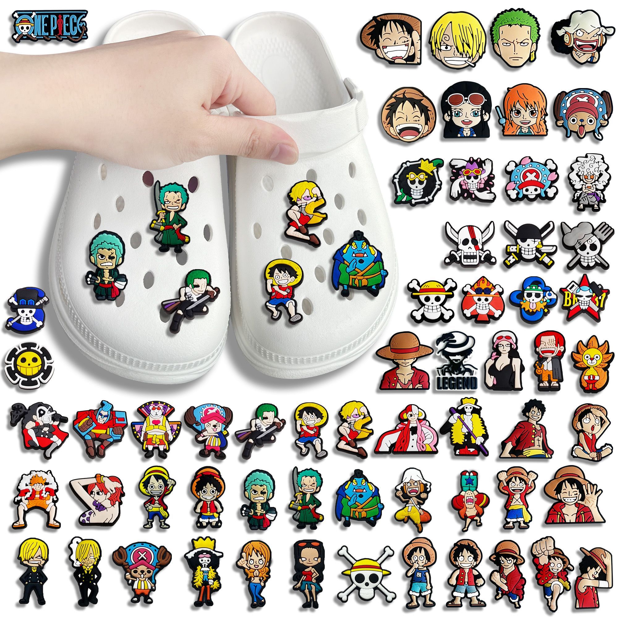 Florist Supplies - 2-30pcs One Piece Luffy Crocs DIY