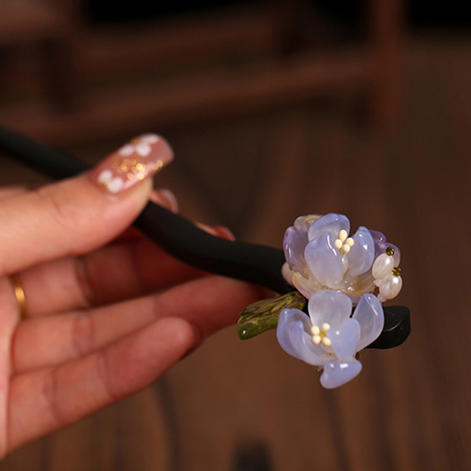 Florist Supplies - Vintage Wooden Flower Hairpin For Women